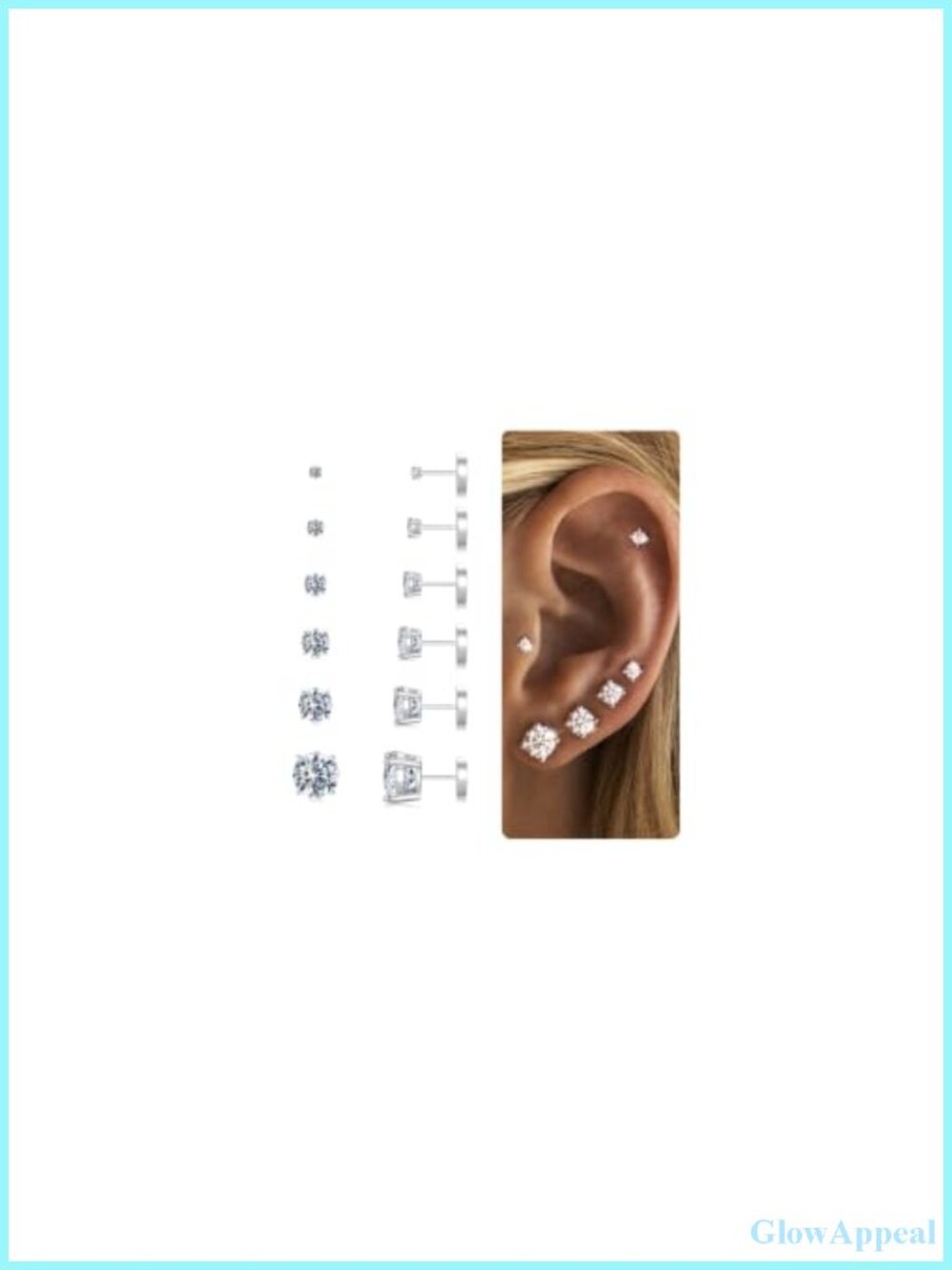 6 Pairs Hypoallergenic Flat Back Stud Earrings Set for Women, 14k Gold Plated,